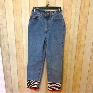 Upcycled Levi’s 512 Jeans, zebra print